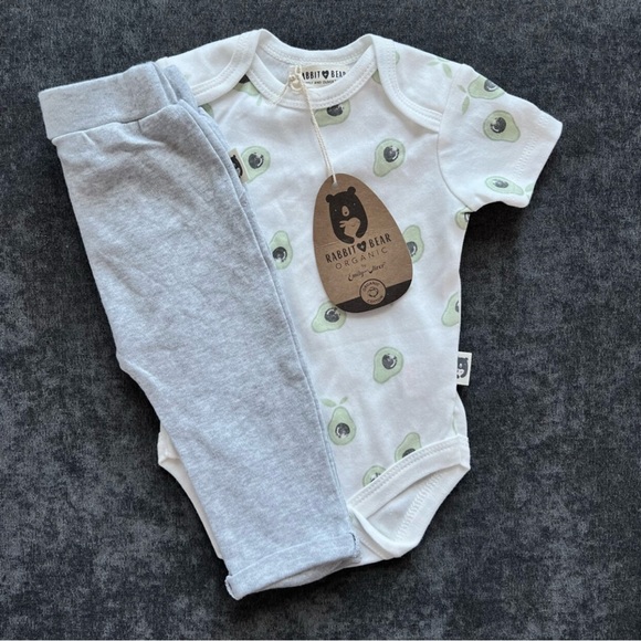 NWT Rabbit + Bear Avocado Outfit Size 0/3 Months - Picture 3 of 10